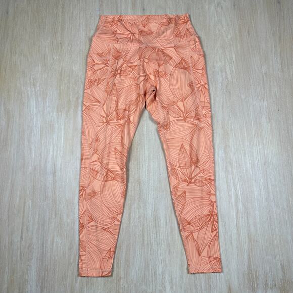 BuffBunny Orange Citrus Peach Floral Workout Athletic Limitless Leggings Large - Picture 1 of 14